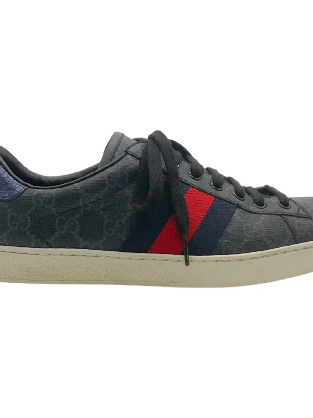 Gucci Men's Black Mono Ace GG Supreme Sneakers